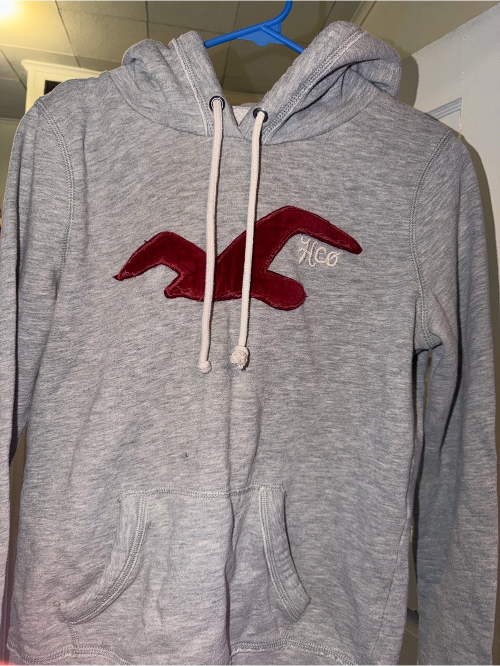 Vintage Hollister Logo Gray Rope Hoodie - Picture 2 of 9